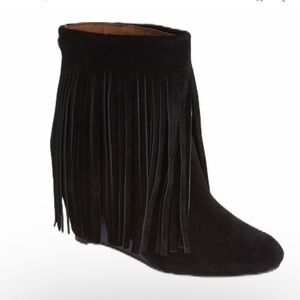 Koolaburra Zarin Suede Fringe Wedge Bootie SZ 10